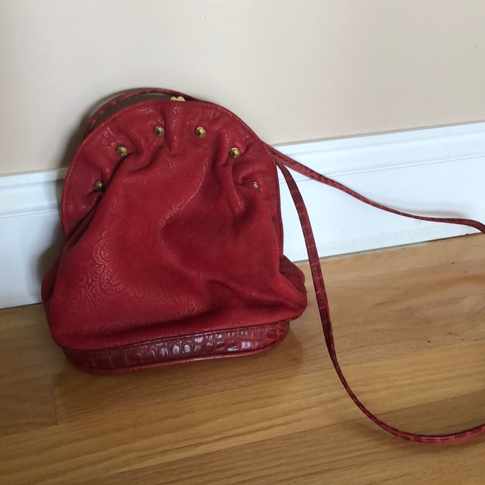 Red leather vintage party bag